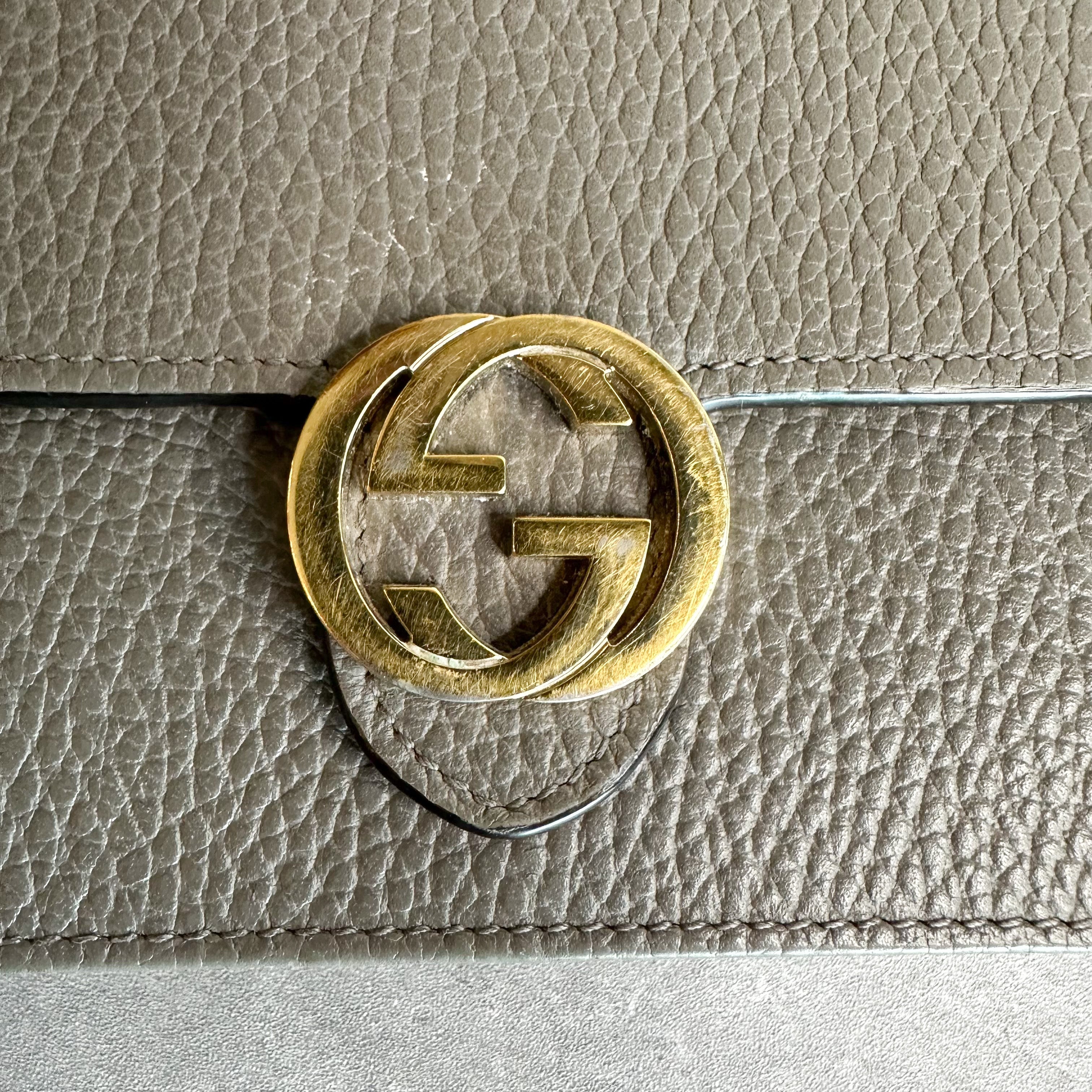 Gucci Wallet On Chain Interlocking Calfskin Leather In Ivory for Sale